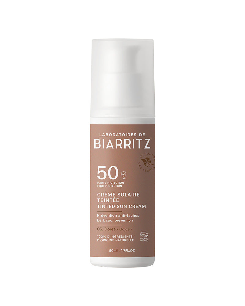Crema Solare Colorata Bio Viso SPF 50 BIARRITZ - 3 colori