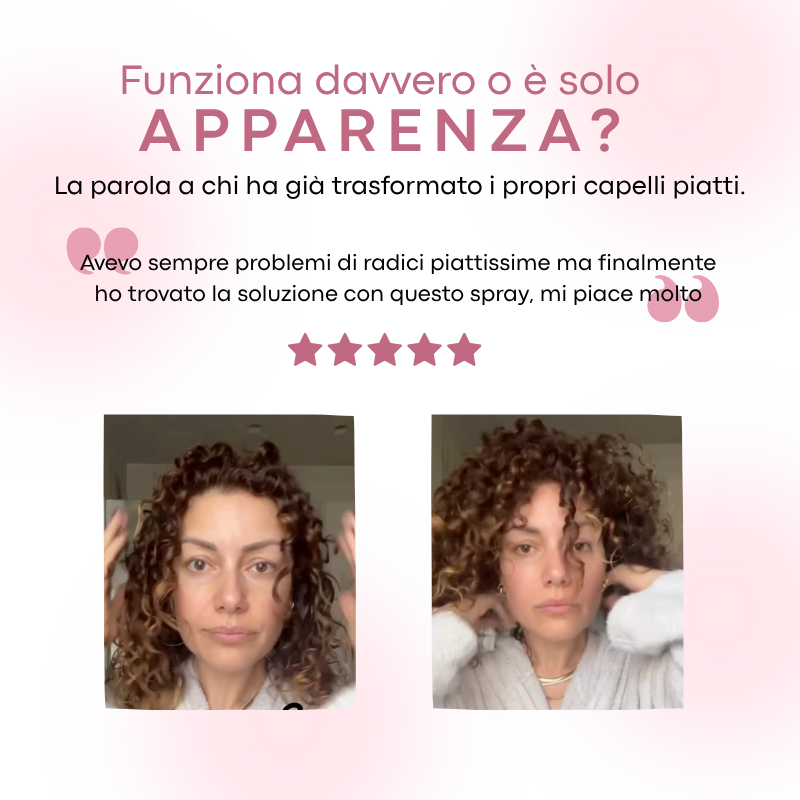 Spray MY VOLUME dona Volume a capelli ricci e mossi piatti con inversion method