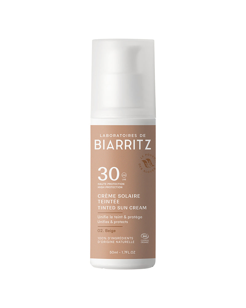 Crema Solare Colorata Bio Viso SPF 30 BIARRITZ - 2 colori