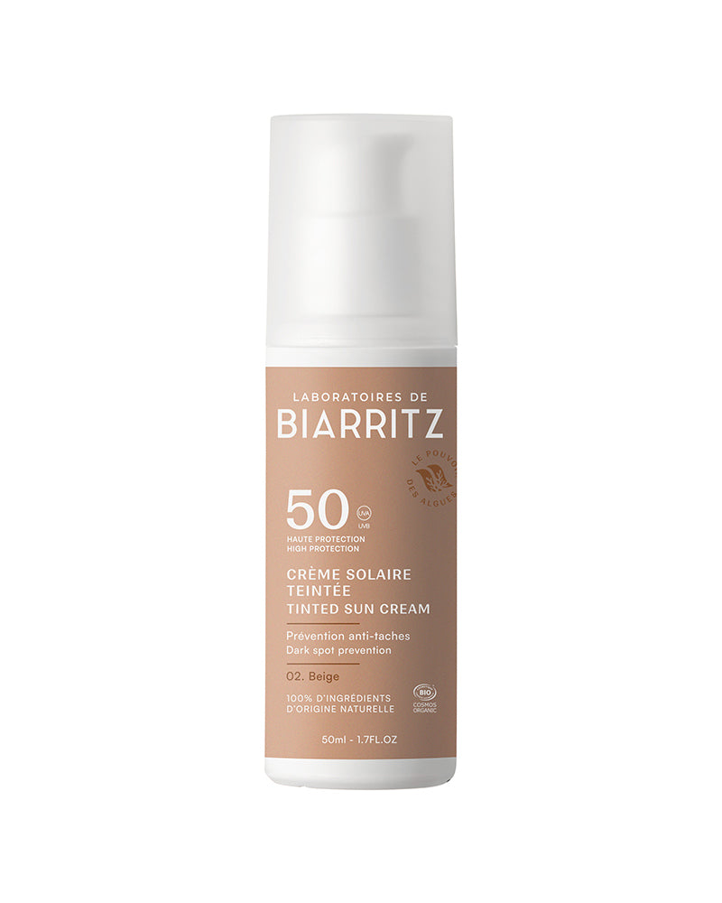 Crema Solare Colorata Bio Viso SPF 50 BIARRITZ - 3 colori