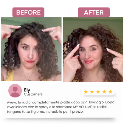 Spray MY VOLUME dona Volume a capelli ricci e mossi piatti con inversion method