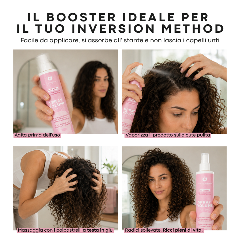 Spray MY VOLUME dona Volume a capelli ricci e mossi piatti con inversion method
