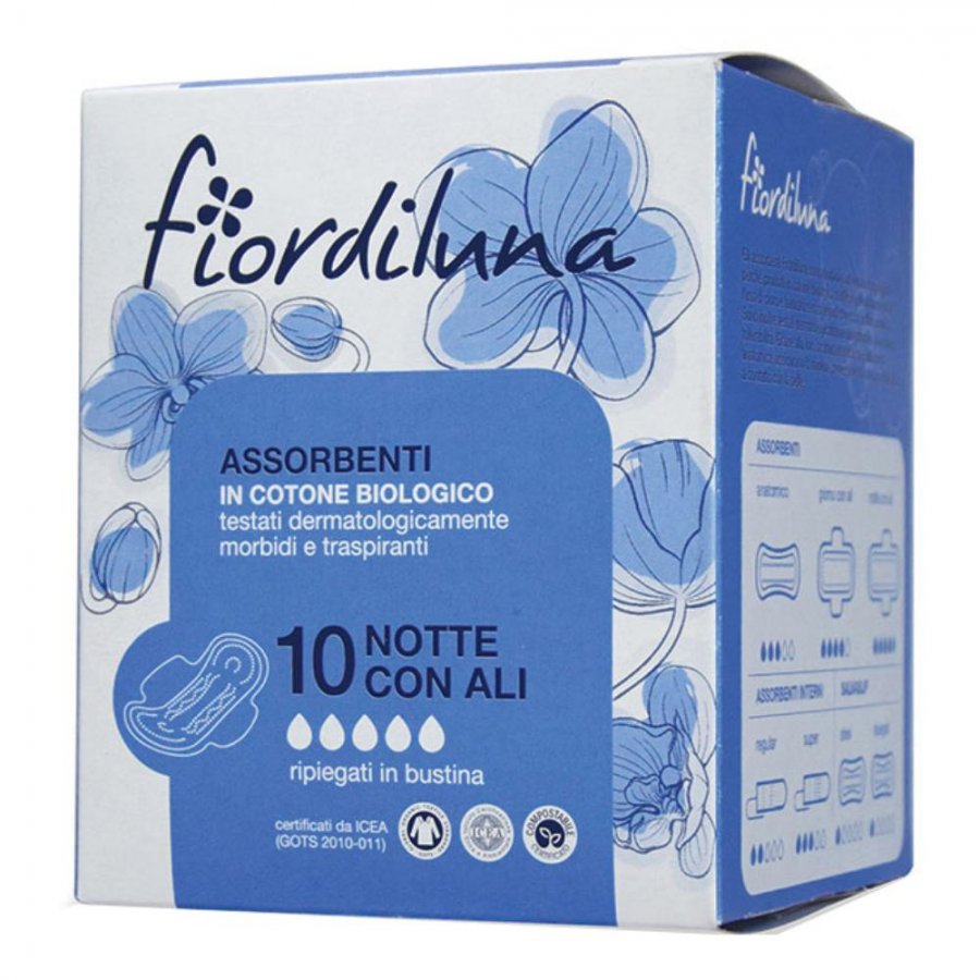 ASSORBENTI NOTTE CON ALI COTONE BIOLOGICO- FIORDILUNA