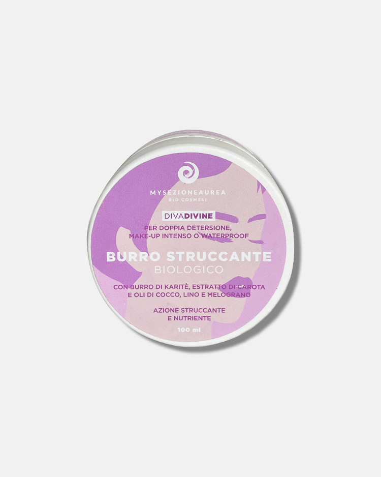 BURRO STRUCCANTE biologico per doppia detersione, make-up intenso o waterproof DIVA DIVINE
