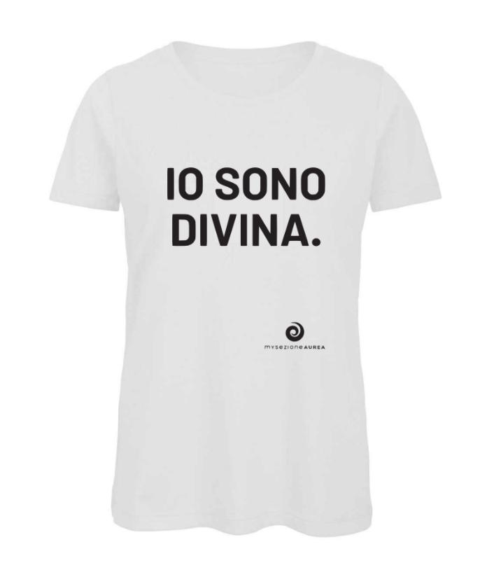 T-shirt Bianca e Nera in cotone organico IO SONO DIVINA.-M