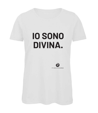 T-shirt Bianca e Nera in cotone organico IO SONO DIVINA.-L