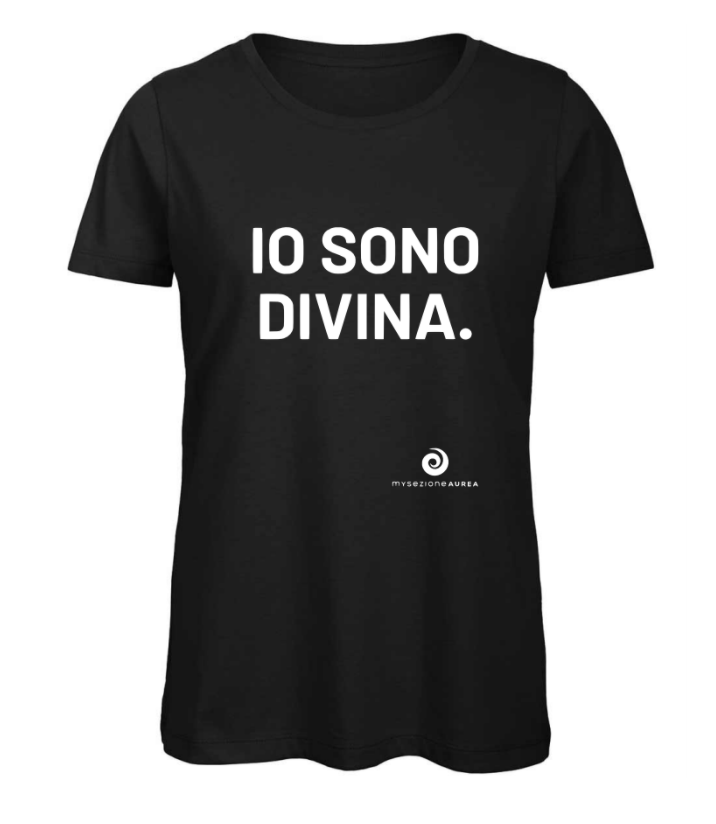 T-shirt Nera e Bianca in cotone organico IO SONO DIVINA.-XL