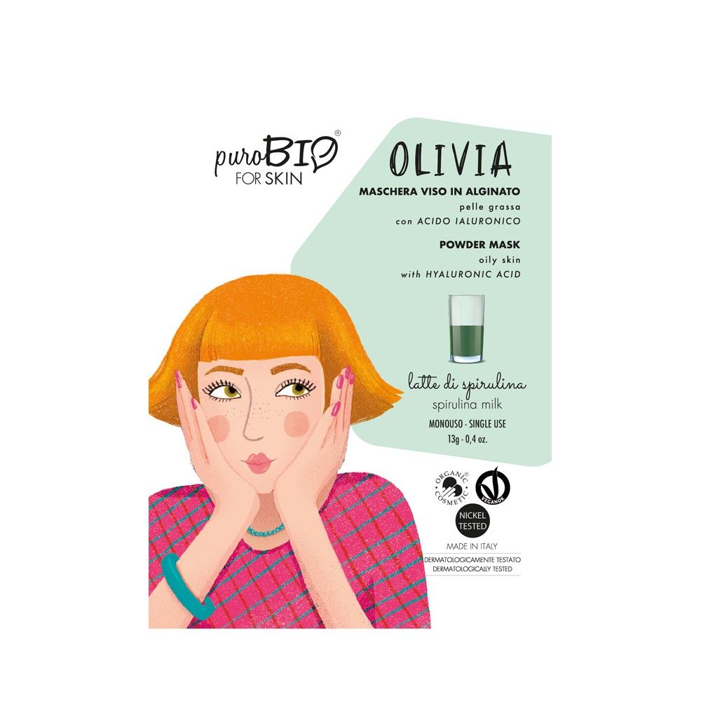 OLIVIA - Maschera Viso Peel-off Alginato Pelle Grassa - PuroBIO