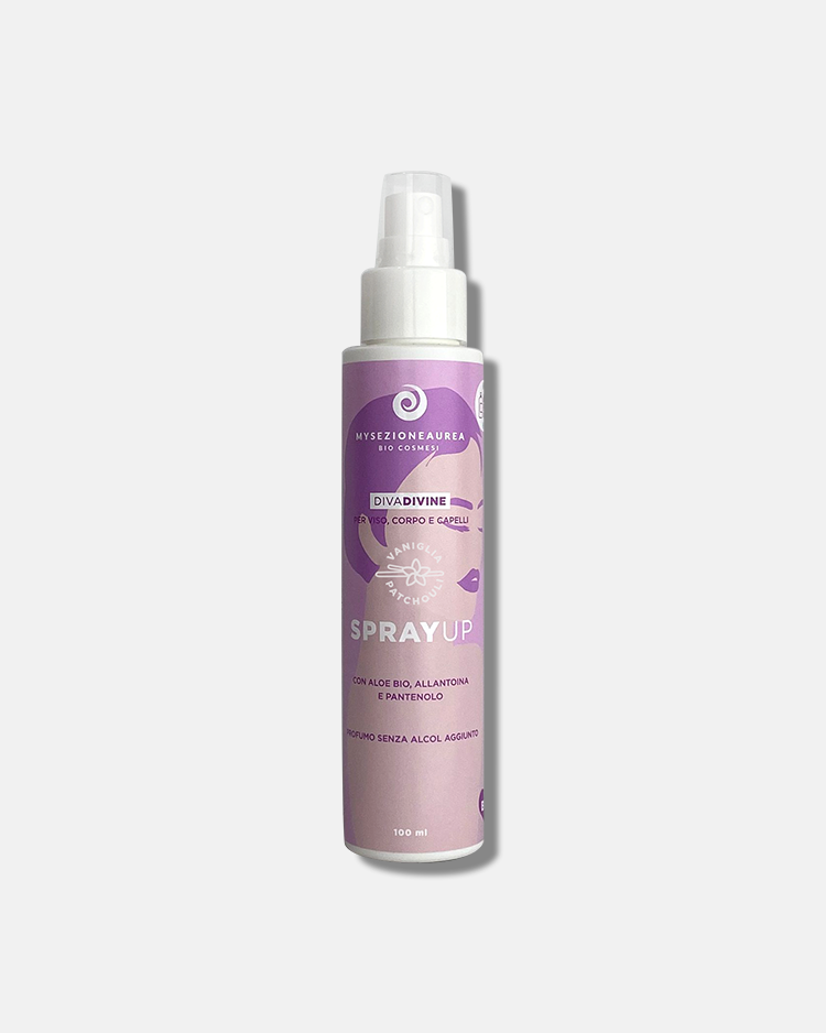 SPRAY UP VANIGLIA e patchouli, profumo senza alcol aggiunto per viso, corpo e capelli DIVA DIVINE